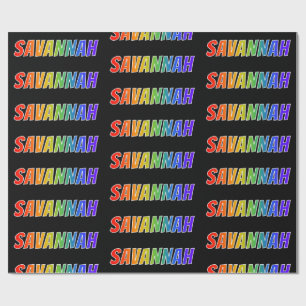 Rainbow First Name "SAVANNAH"; Fun & Colourful Wrapping Paper