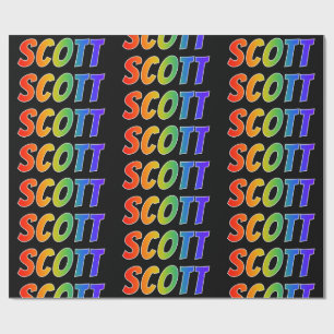 Rainbow First Name "SCOTT"; Fun & Colourful Wrapping Paper