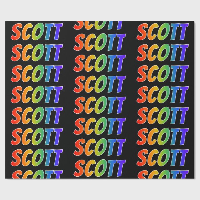 Rainbow First Name "SCOTT"; Fun & Colourful Wrapping Paper (Flat)