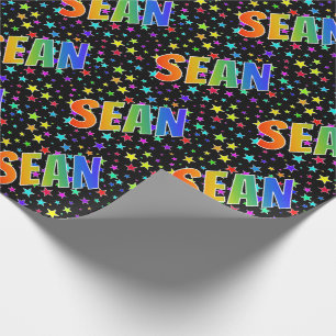 Rainbow First Name "SEAN" + Stars Wrapping Paper