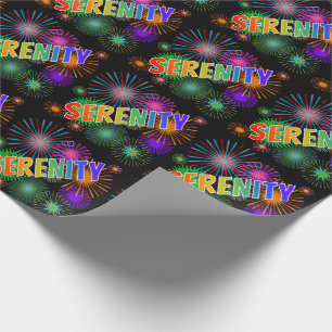 Rainbow First Name "SERENITY" + Fireworks Wrapping Paper