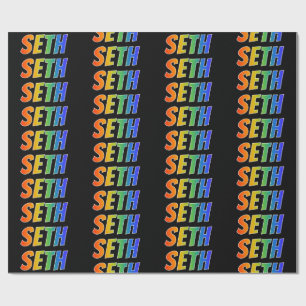 Rainbow First Name "SETH"; Fun & Colourful Wrapping Paper