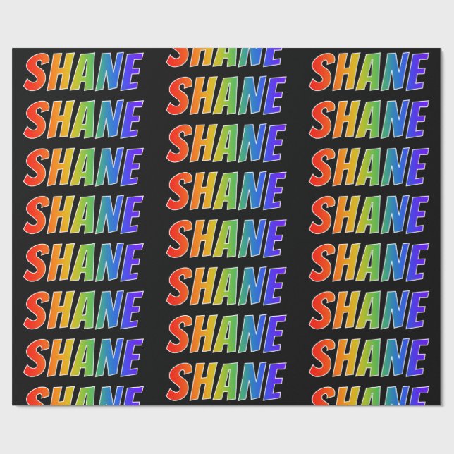 Rainbow First Name "SHANE"; Fun & Colourful Wrapping Paper (Flat)