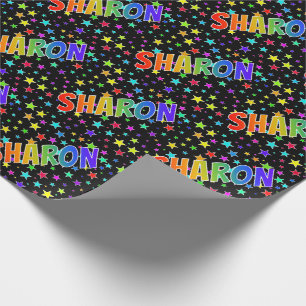 Rainbow First Name "SHARON" + Stars Wrapping Paper