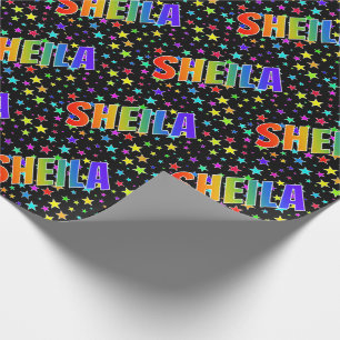 Rainbow First Name "SHEILA" + Stars Wrapping Paper
