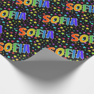 Rainbow First Name "SOFIA" + Stars Wrapping Paper