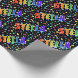 Rainbow First Name "STELLA" + Stars Wrapping Paper