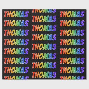 Rainbow First Name "THOMAS"; Fun & Colourful Wrapping Paper