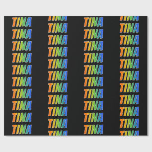 Rainbow First Name "TINA"; Fun & Colourful Wrapping Paper