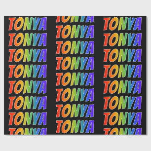 Rainbow First Name "TONYA"; Fun & Colourful Wrapping Paper