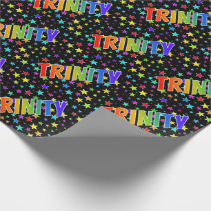 Rainbow First Name "TRINITY" + Stars Wrapping Paper