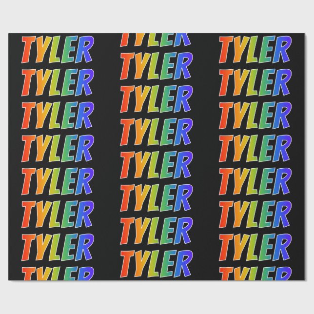Rainbow First Name "TYLER"; Fun & Colourful Wrapping Paper (Flat)