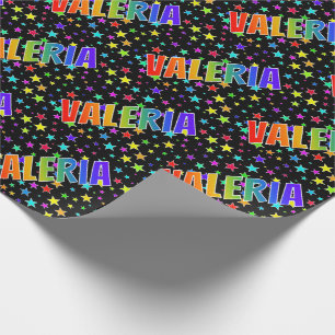 Rainbow First Name "VALERIA" + Stars Wrapping Paper