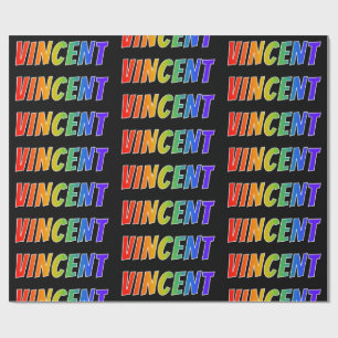 Rainbow First Name "VINCENT"; Fun & Colourful Wrapping Paper