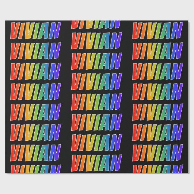 Rainbow First Name "VIVIAN"; Fun & Colourful Wrapping Paper (Flat)