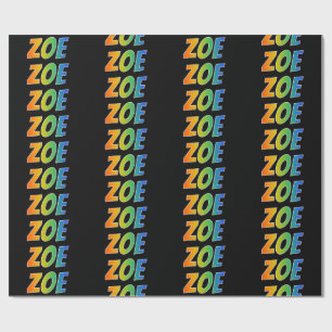 Rainbow First Name "ZOE"; Fun & Colourful Wrapping Paper