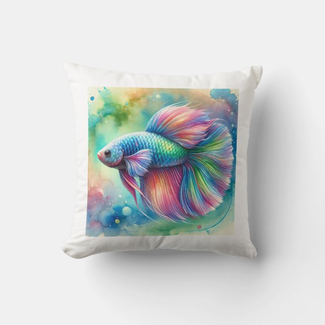 Rainbow Fish 040924AREF114 - Watercolor Cushion (Front)