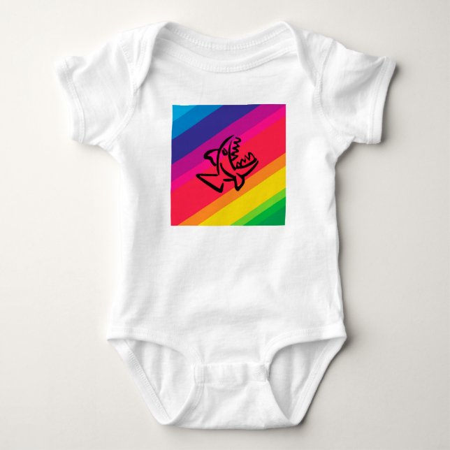 Rainbow fish baby bodysuit (Front)