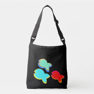 Rainbow Fish Black      Crossbody Bag