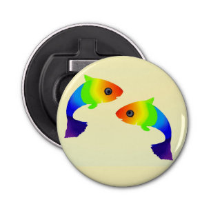 Rainbow Fish Button Bottle Opener