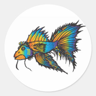 Rainbow fish classic round sticker