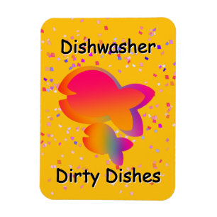 Rainbow Fish DISHWASHER Dirty Dishes Yellow Magnet