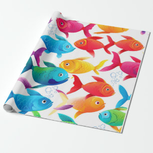 Rainbow Fish Frenzy Wrapping Paper