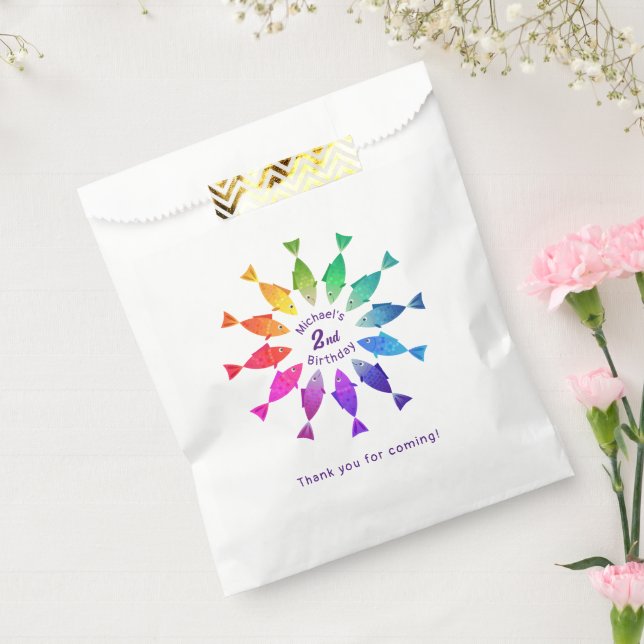Rainbow fish in ocean cute colourful pattern  favour bags (Sealed)