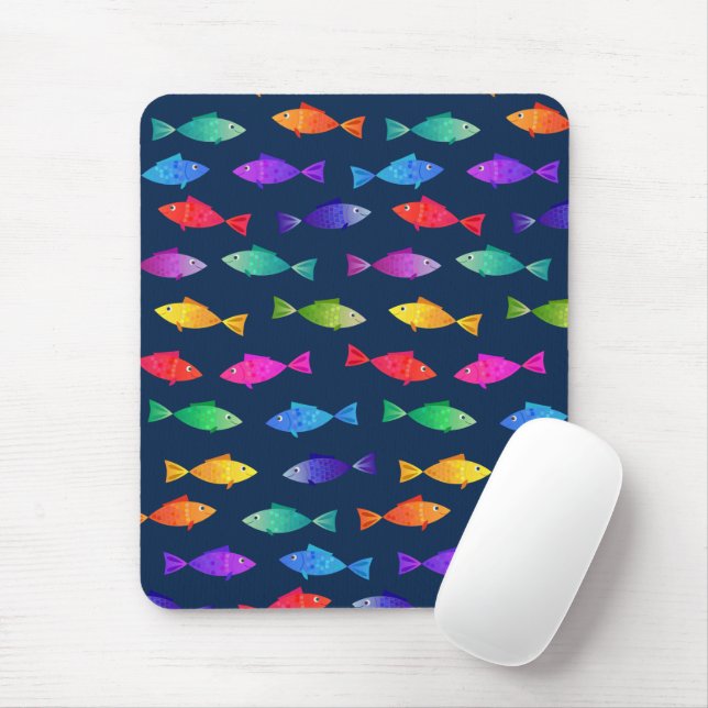Rainbow fish in ocean cute colourful pattern mouse mat (With Mouse)