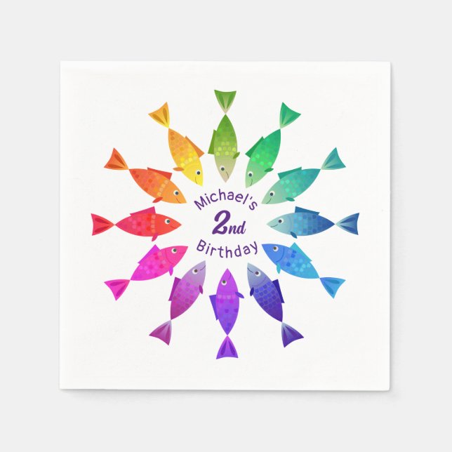 Rainbow fish in ocean cute colourful pattern  napkin (Front)