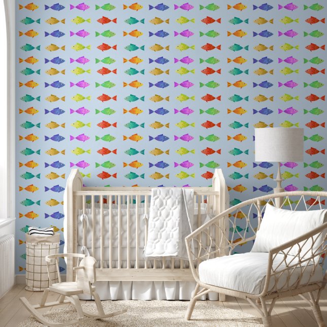 Rainbow fish in ocean kids wallpaper (Kids)