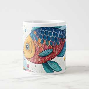 Rainbow Fish in Underwater Large Coffee Mug