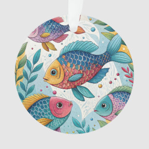 Rainbow Fish in Underwater Ornament