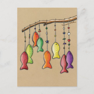 Rainbow Fish on Hooks Postcard