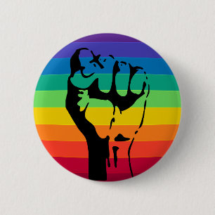 Rainbow FIST button LGBT PRIDE