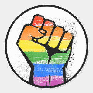 Rainbow Fist Classic Round Sticker