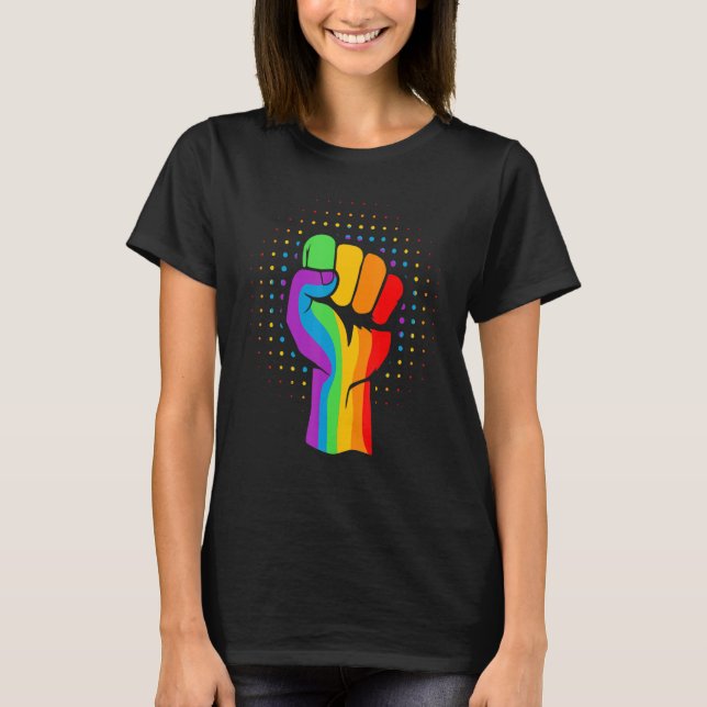 Rainbow Fist   Pride   Lgbtqia T-Shirt (Front)
