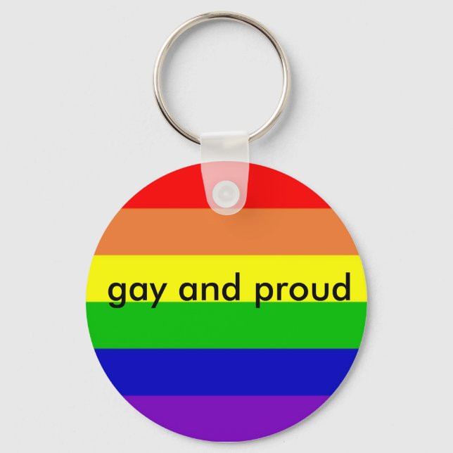 rainbow_flag_1024_768, gay and proud key ring (Front)
