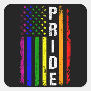 Rainbow Flag American LGBT Pride Month LGBTQ US Square Sticker