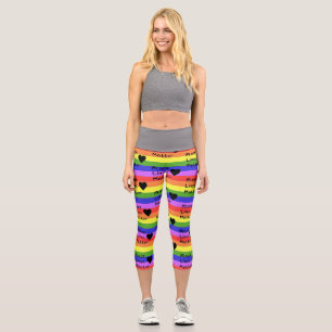 Rainbow Flag Black Lives Matter Text LGBTQ Capri Leggings