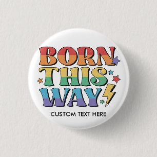 RAINBOW FLAG BORN THIS WAY RETRO AESTHETICS '80 3 CM ROUND BADGE