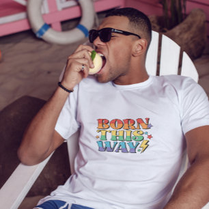 RAINBOW FLAG BORN THIS WAY RETRO AESTHETICS '80 T-Shirt
