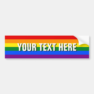 Rainbow flag bumper sticker   personalised text