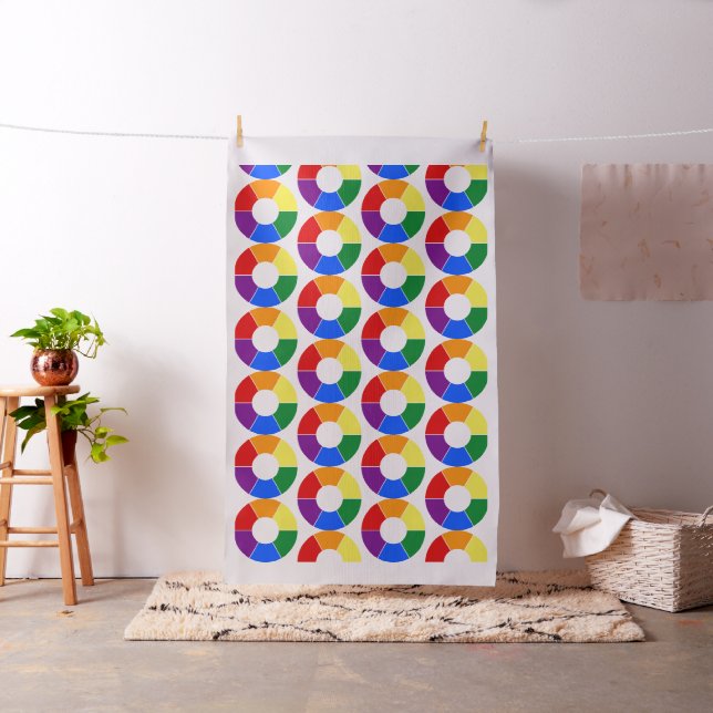 RAINBOW FLAG BUTTON RAYS + your backgr. & ideas Fabric (In Situ)