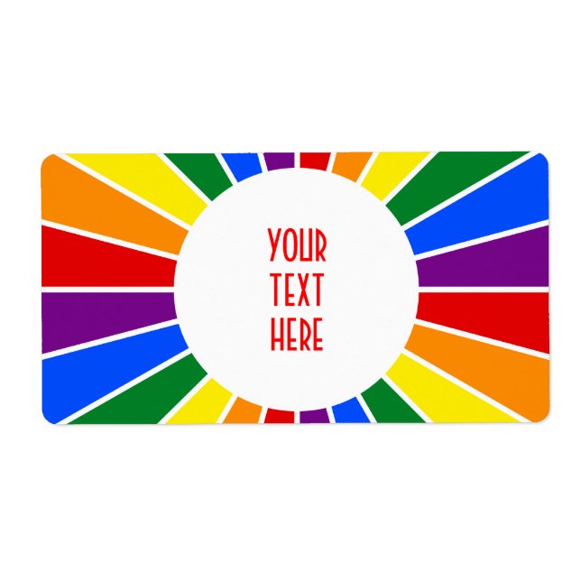 RAINBOW FLAG BUTTON RAYS + your sign or text (Front)