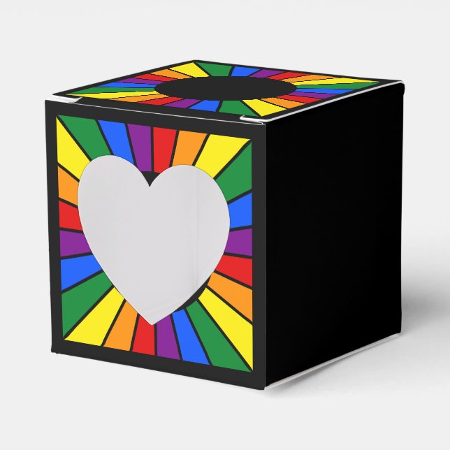 RAINBOW FLAG BUTTON RAYS + your sign or text Favour Box (Front Side)