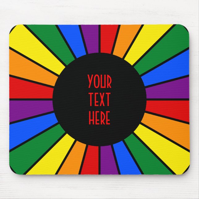 RAINBOW FLAG BUTTON RAYS + your sign or text Mouse Mat (Front)