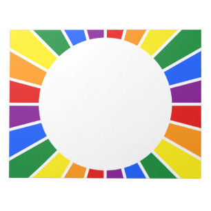RAINBOW FLAG BUTTON RAYS + your sign or text Notepad