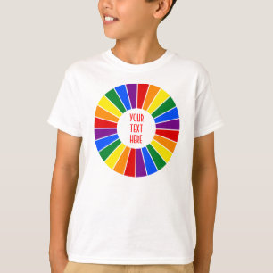 RAINBOW FLAG BUTTON RAYS + your sign or text T-Shirt