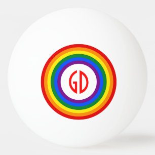 RAINBOW FLAG BUTTON + your sign or monogram Ping Pong Ball